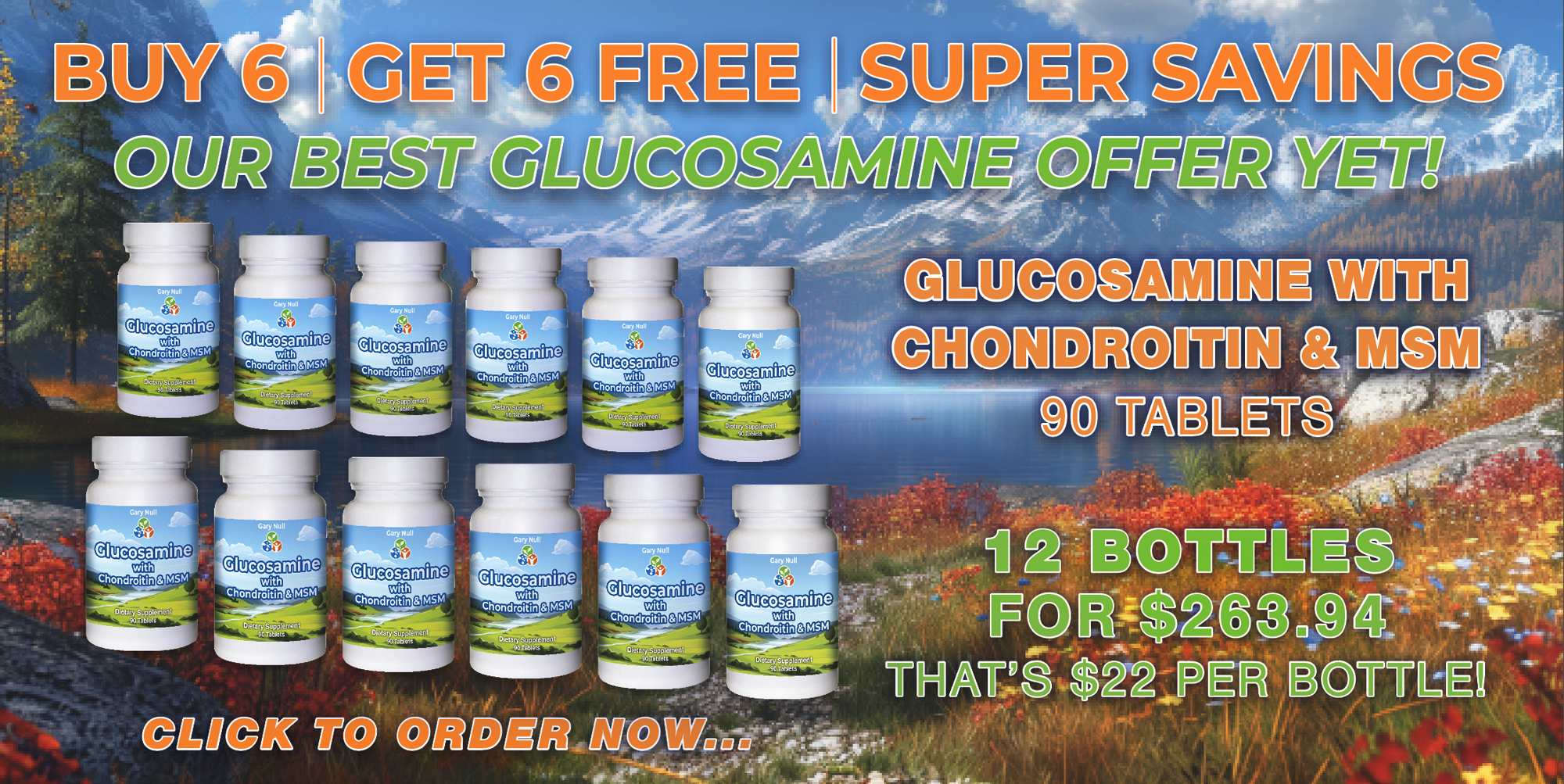 Buy 6 bottles Glucosamine with Chondroitin & MSM, 90 tablets, Get 6 bottles FREE!
