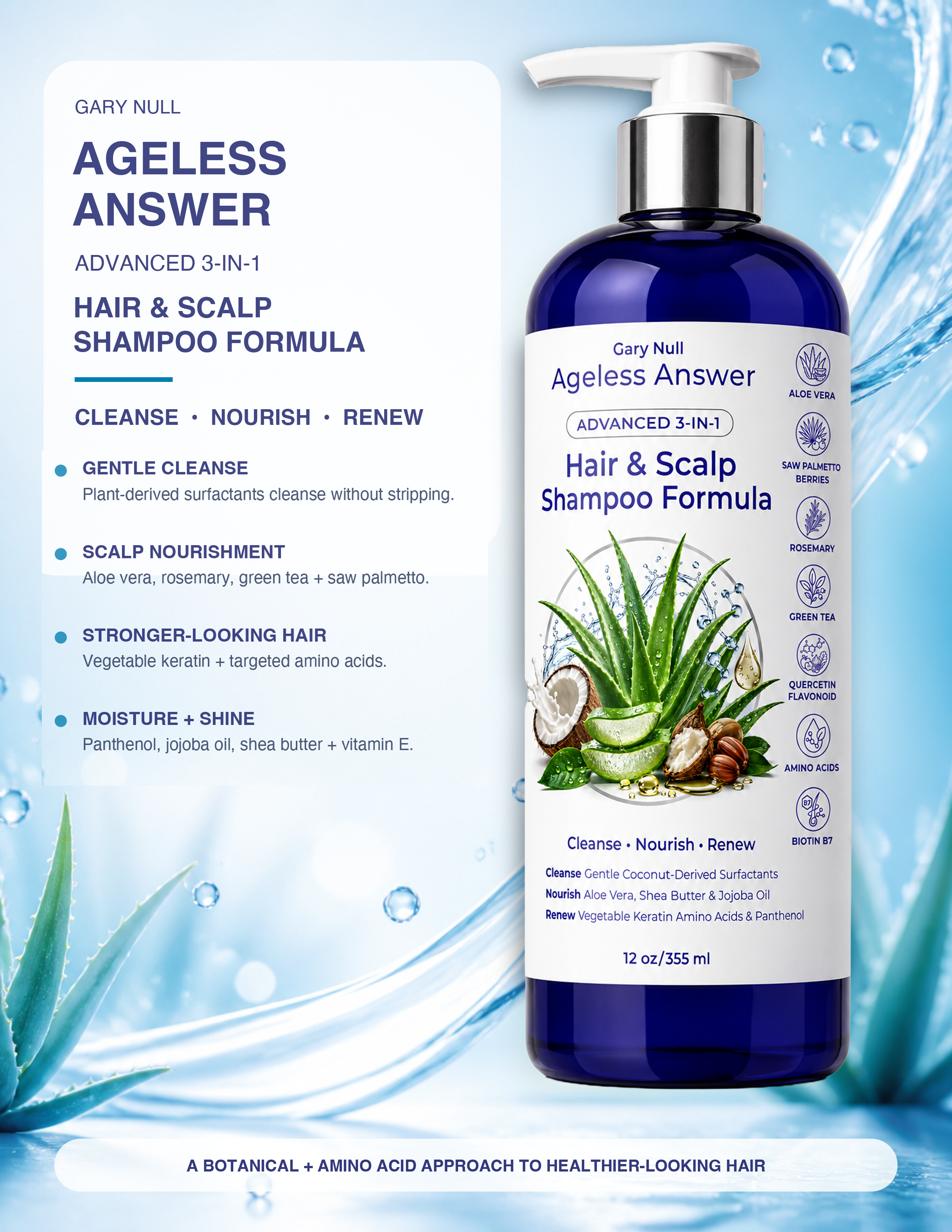 Gary Null Ageless Answer Hair & Scalp Shampoo Formula, 12 oz / 355 ml