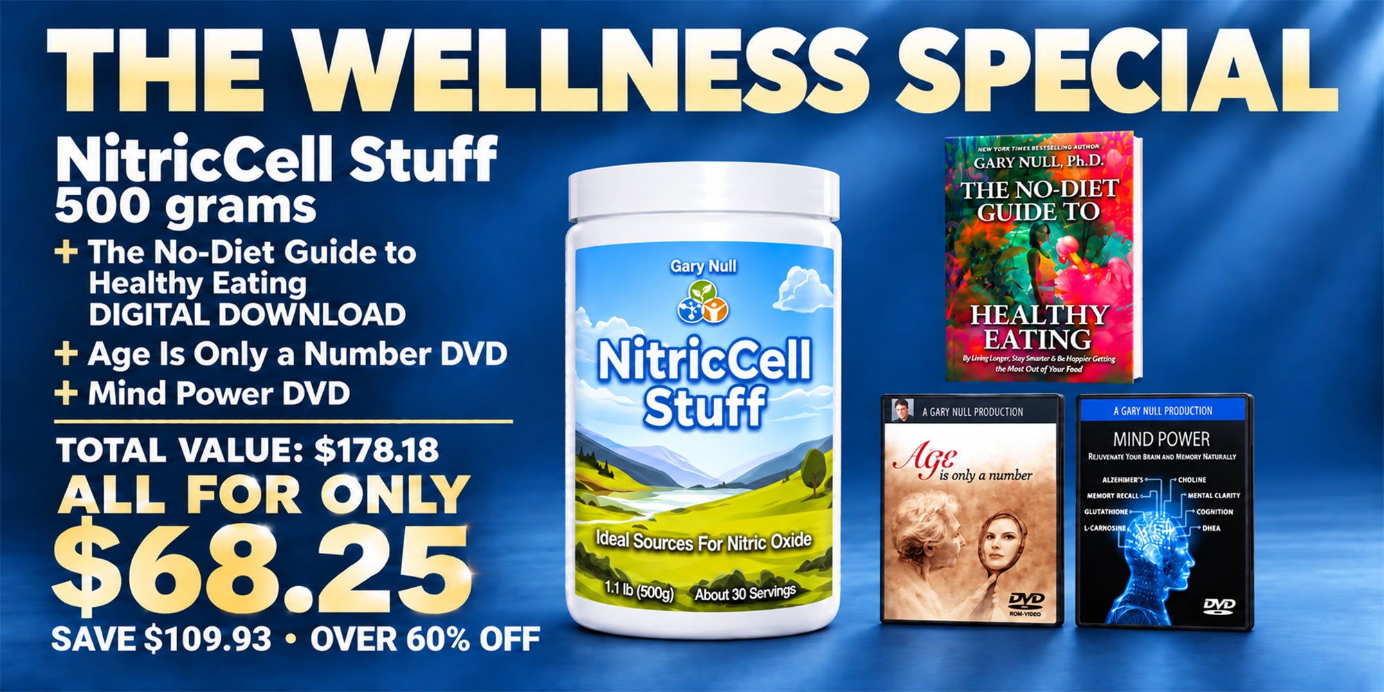 NitricCell Fall Bundle: NitricCell Stuff, 500 grams with Book download and 2 DVDs