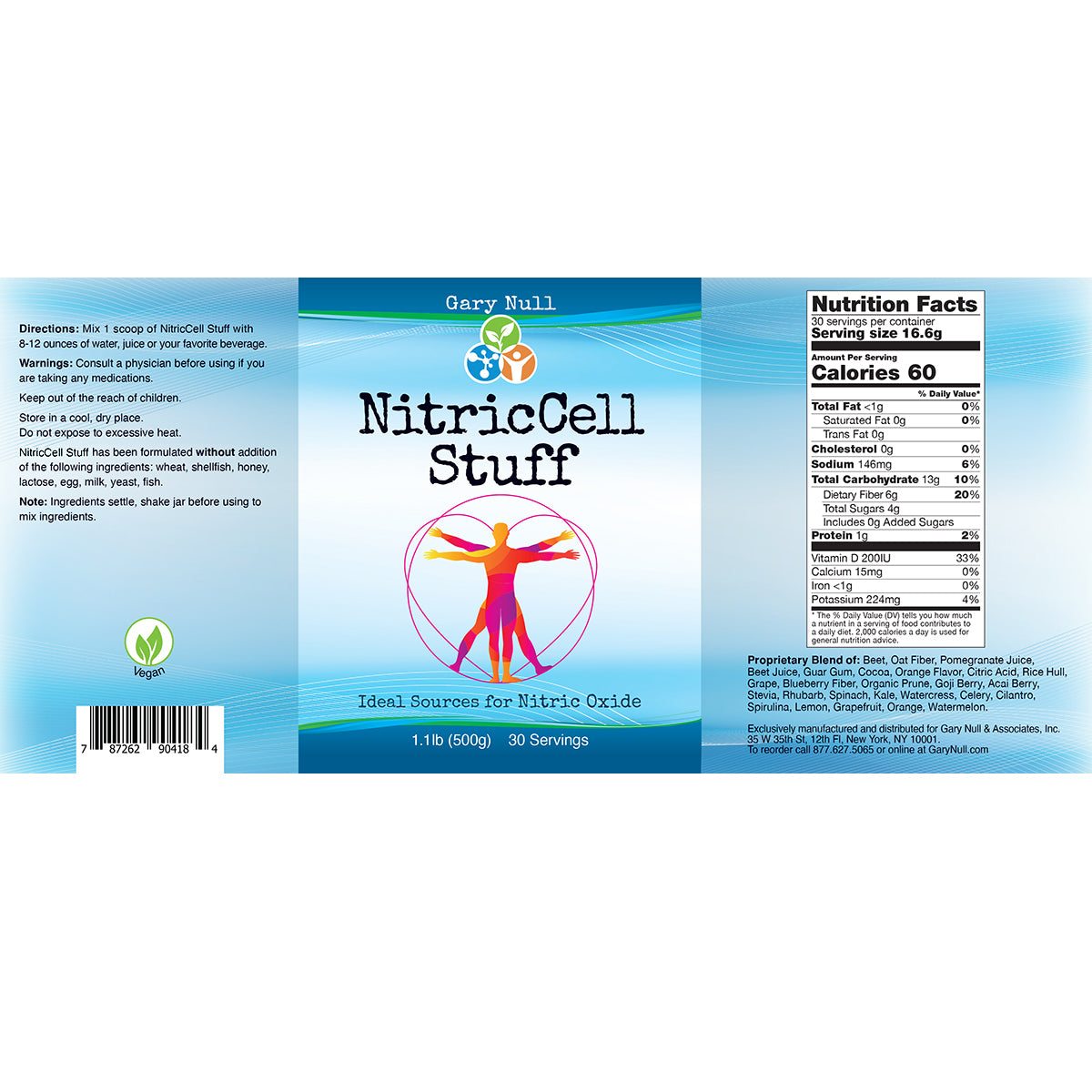 Nitric oxide supplement nutrition label 