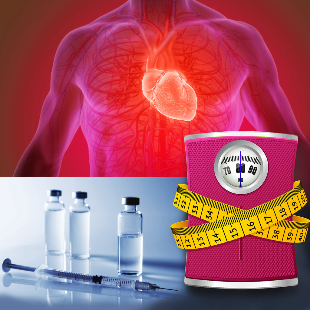 A scale, a heart, and syringe