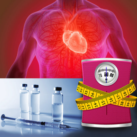 A scale, a heart, and syringe