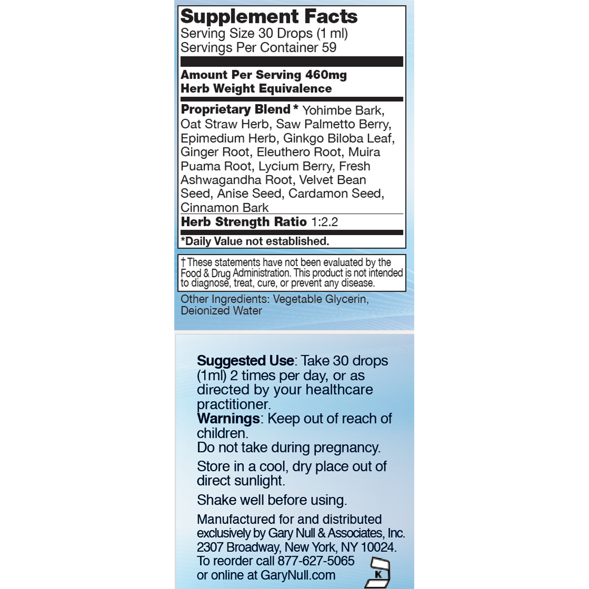Rock Hard men's supplement nutrition label